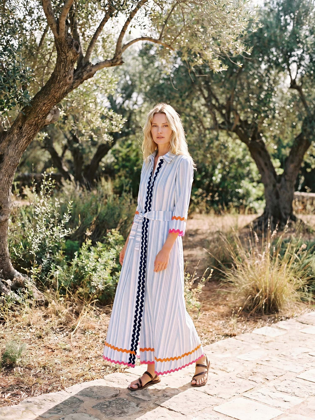 Ruth - Vestido Camisero Rayas Azul