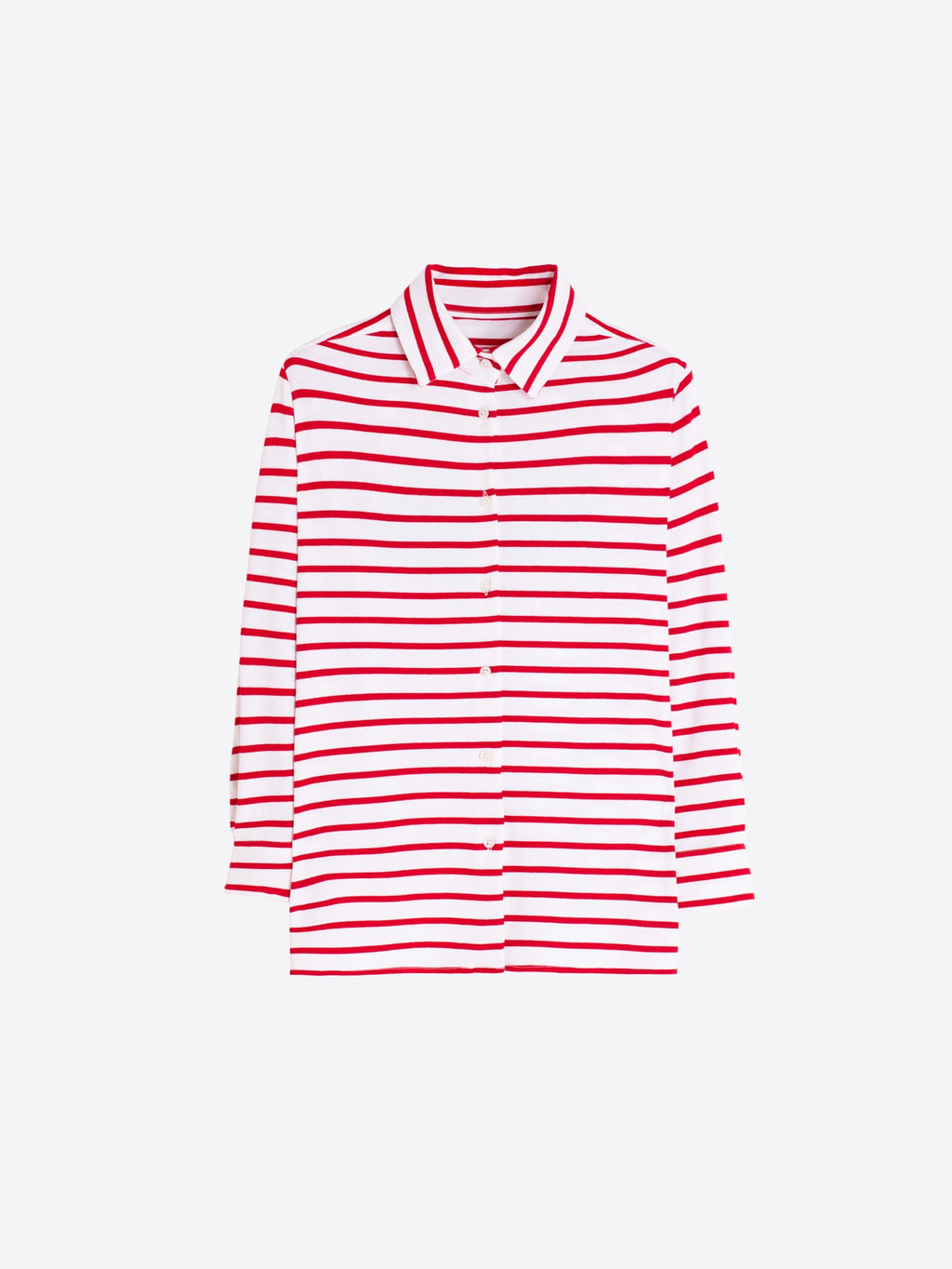 Nerea - Camisa con rayas rojas y bordado