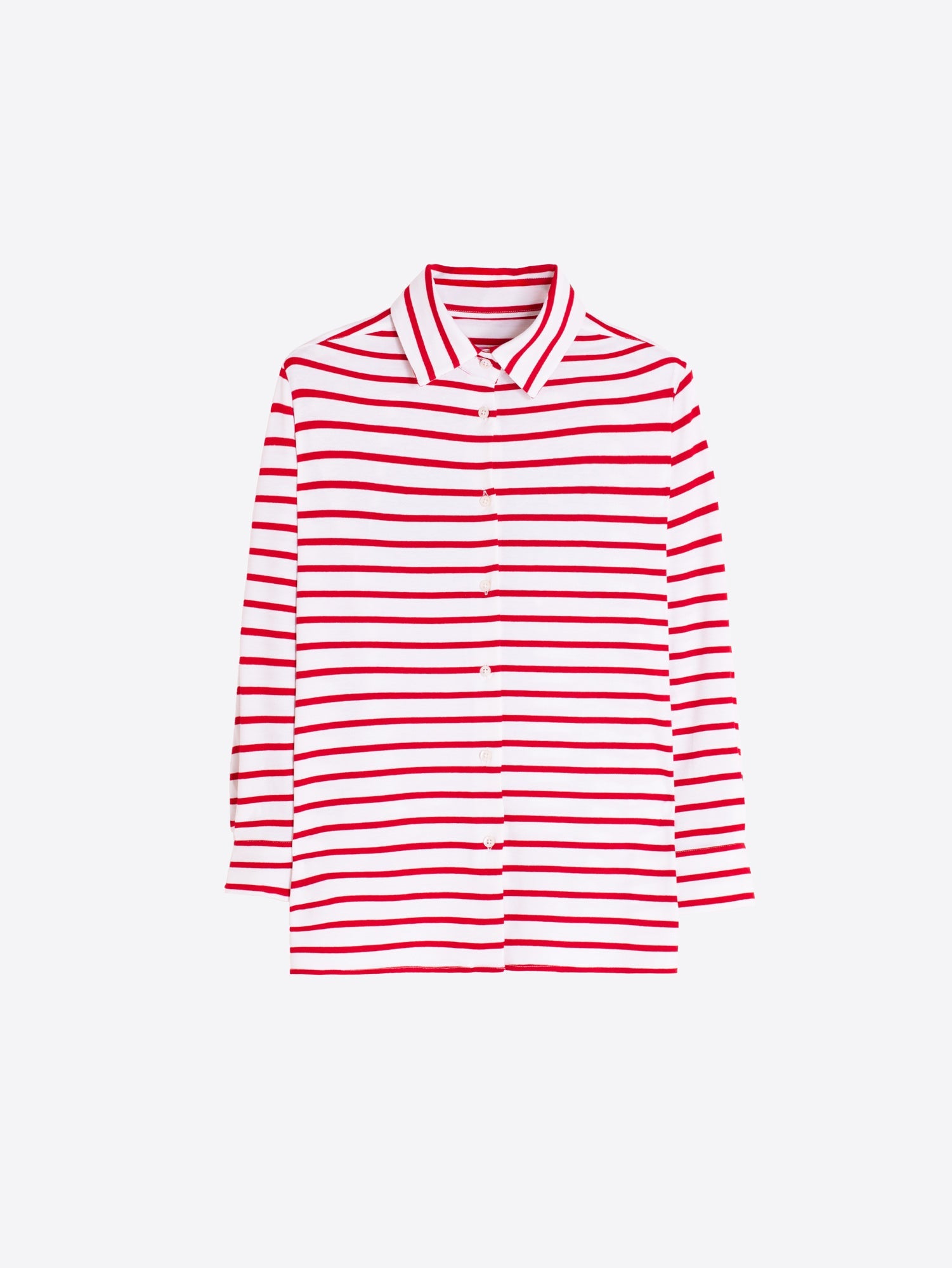 Nerea - Camisa con rayas rojas y bordado