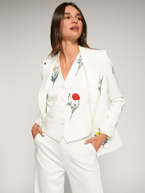 Alba - Chaleco blanco con flores bordadas