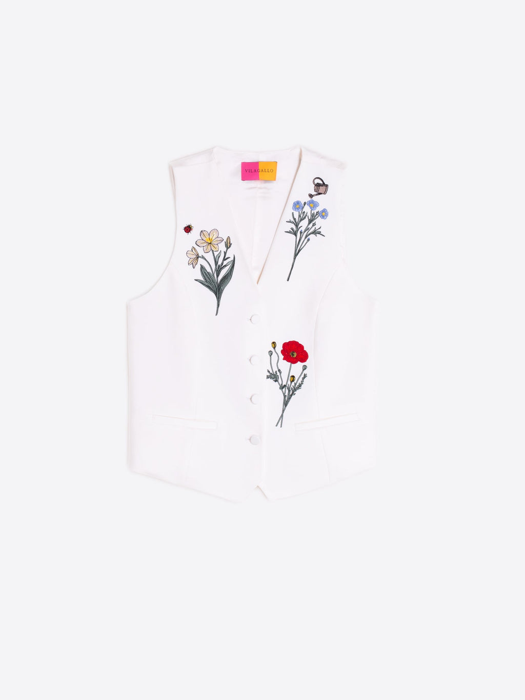 Alba - Chaleco blanco con flores bordadas