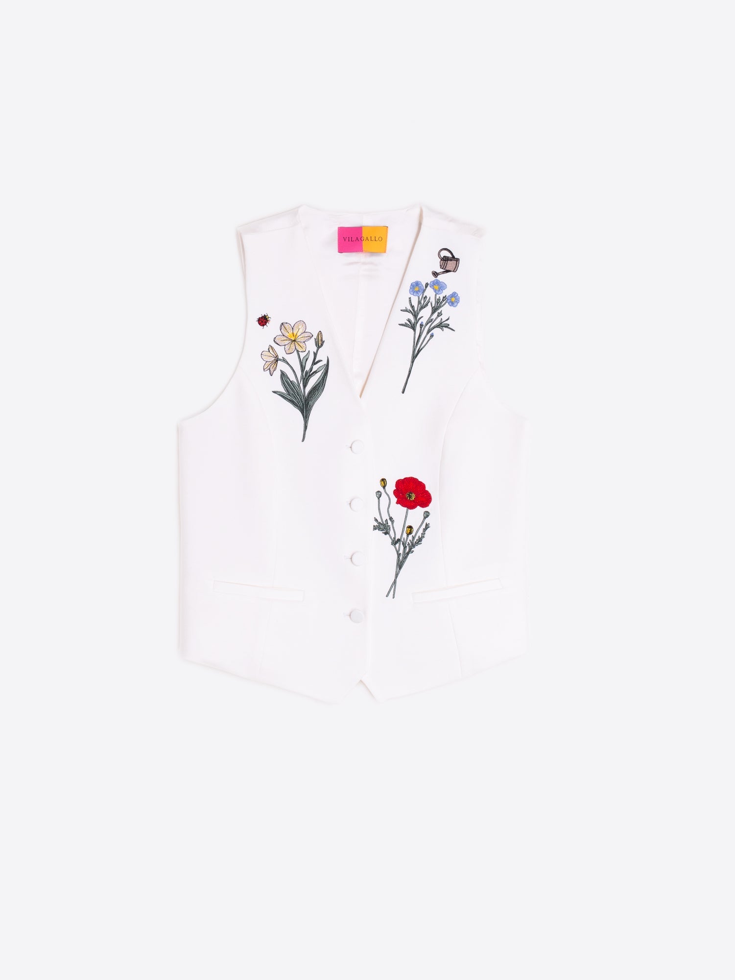 Alba - Chaleco blanco con flores bordadas