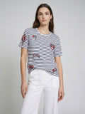 Vanesa - Camiseta de rayas con bordado vintage
