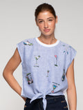 Agustina - Camiseta Rayas Azules con Nudo Golf
