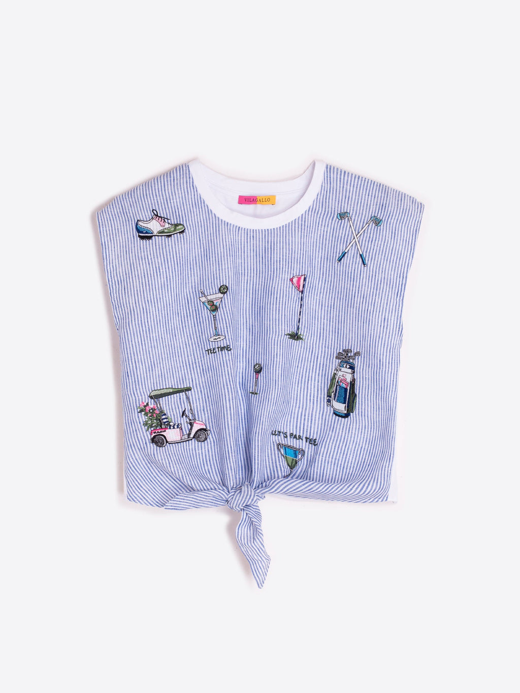Agustina - Camiseta Rayas Azules con Nudo Golf