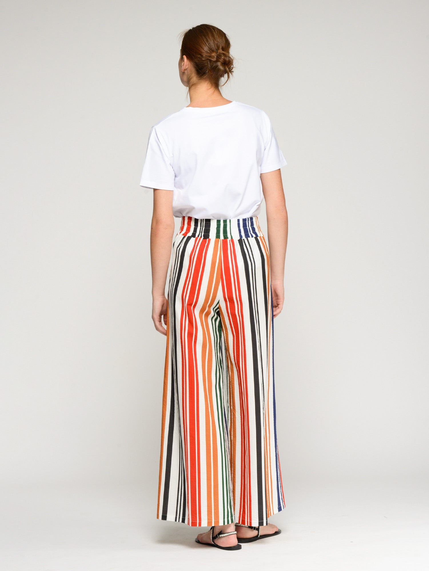 PANTALÓN PINZAS RAYAS MULTICOLOR