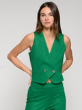 Zoe - Chaleco Verde con Forro Estampado