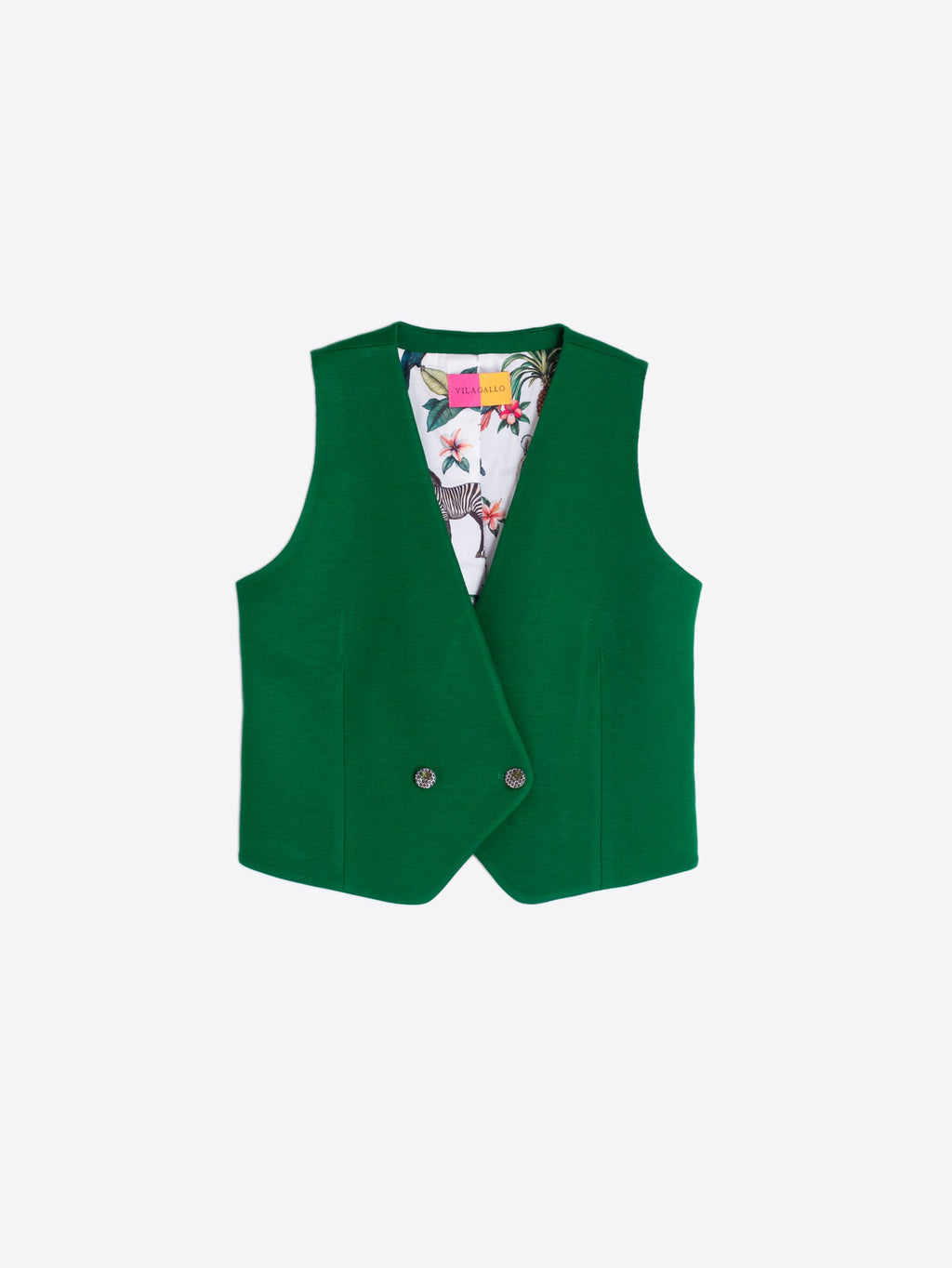 Zoe - Chaleco Verde con Forro Estampado