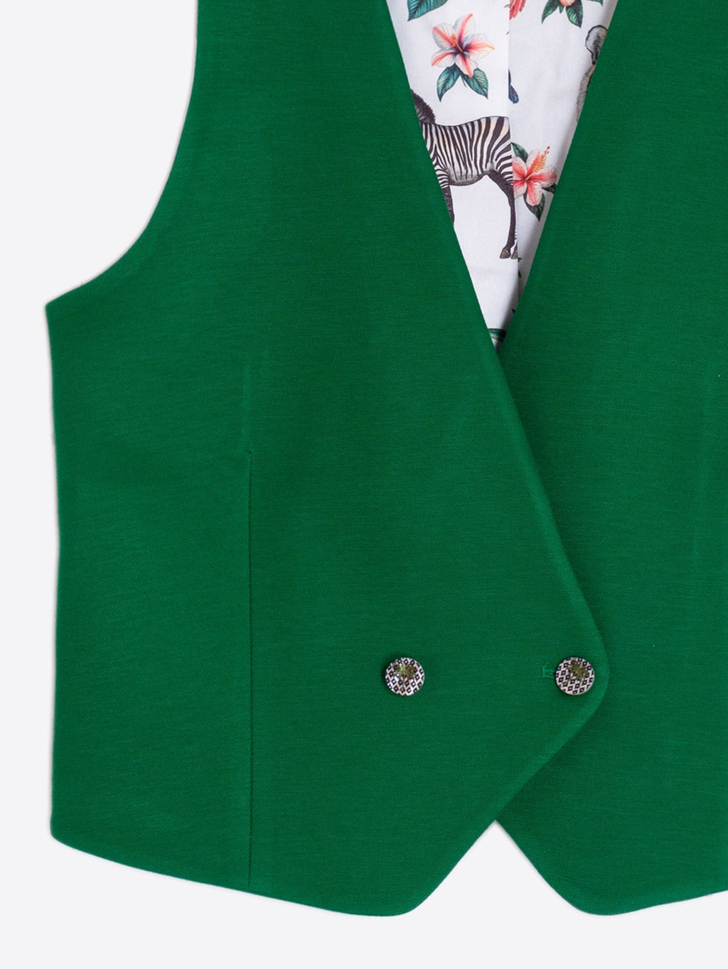 Zoe - Chaleco Verde con Forro Estampado
