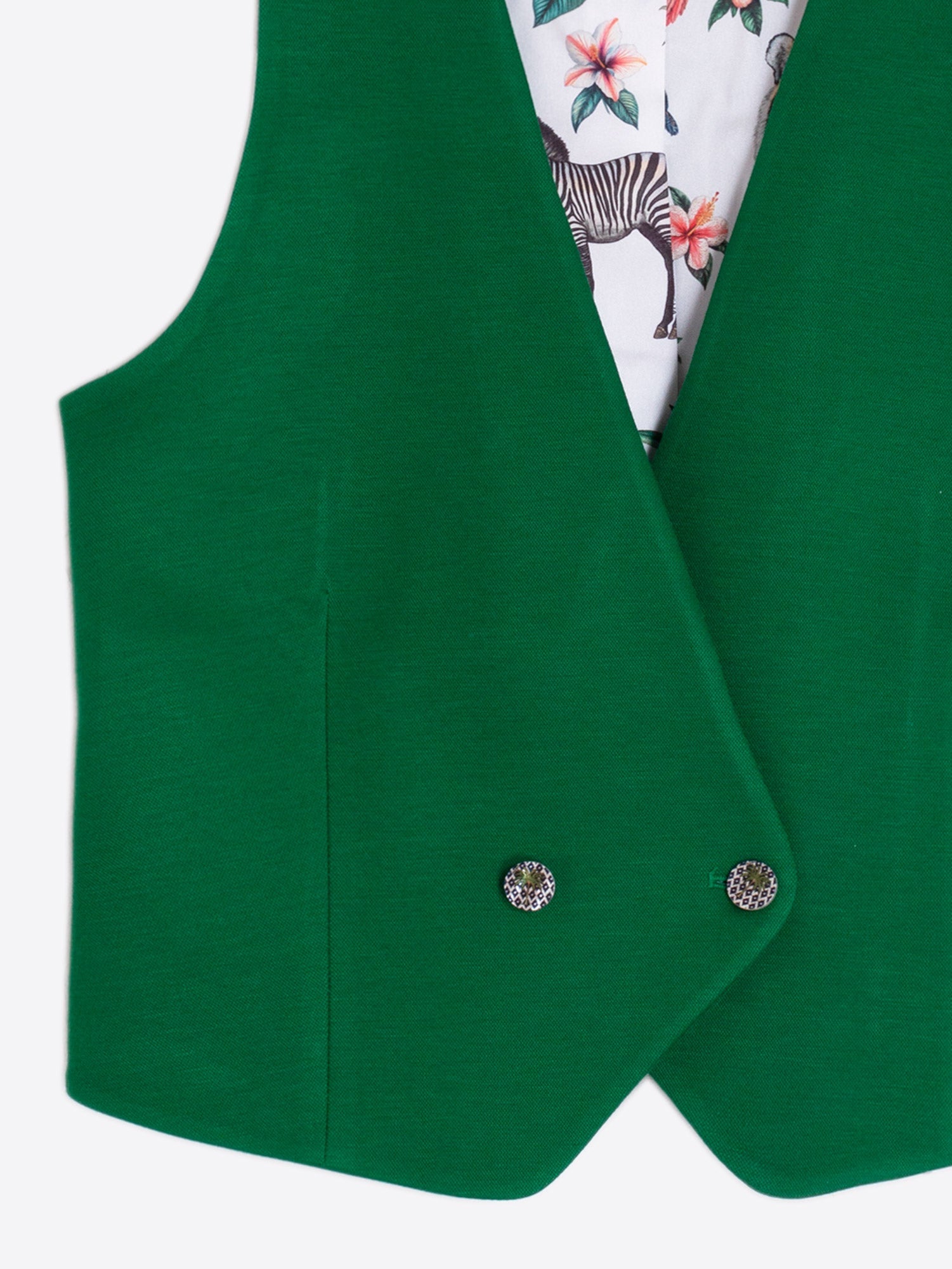 Zoe - Chaleco Verde con Forro Estampado