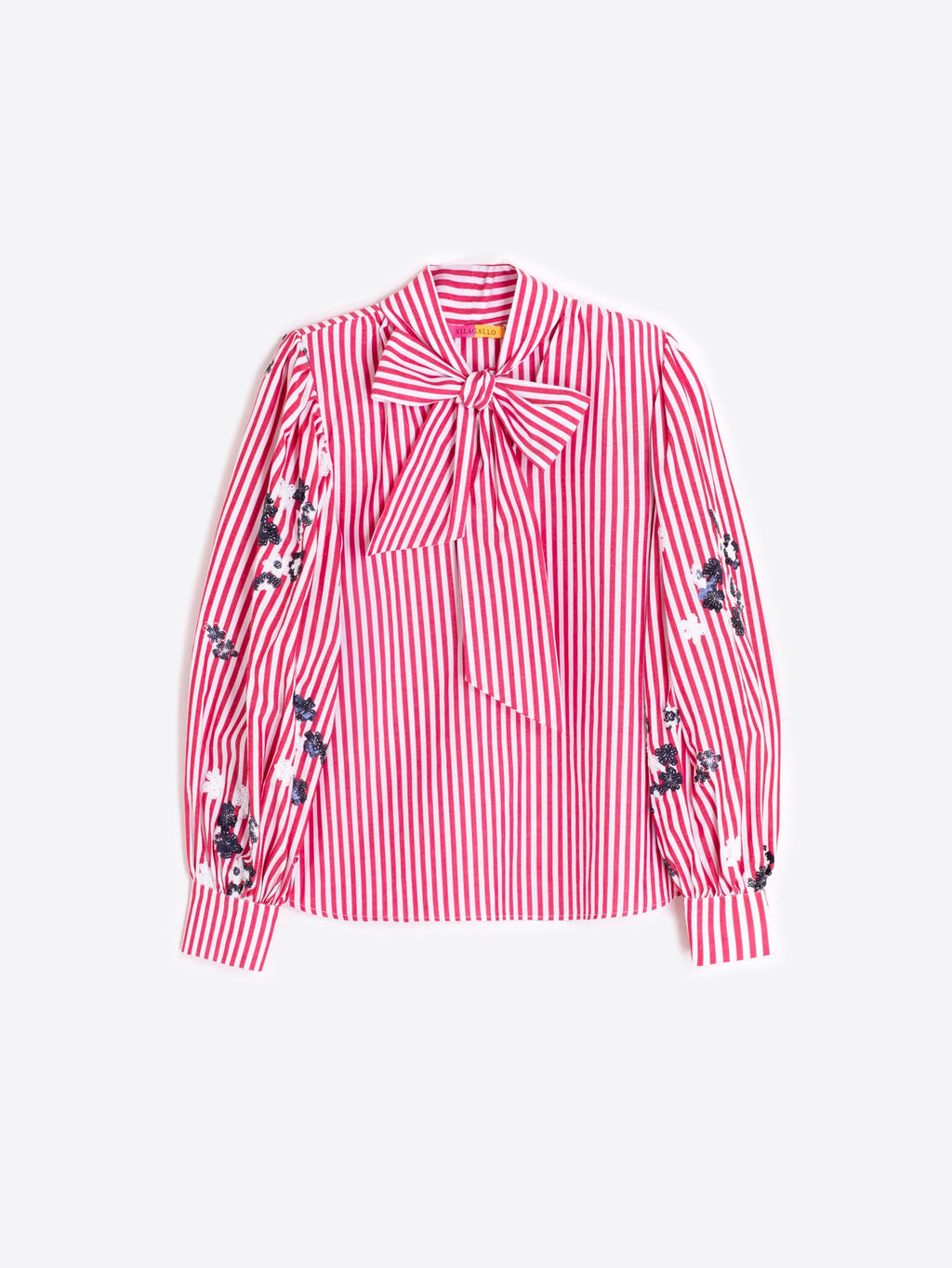 Marina - Camisa Lazada con Rayas Rojas y Flores