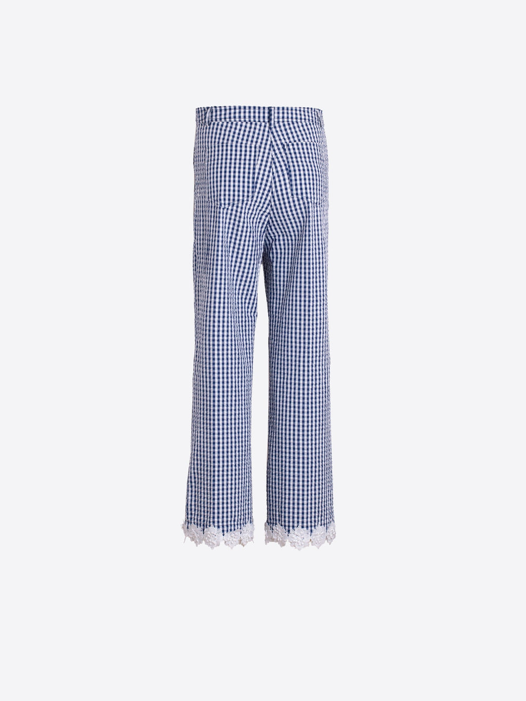 Pilar - Pantalón Vichy Azul con Encaje
