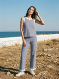 Pilar - Pantalón Vichy Azul con Encaje
