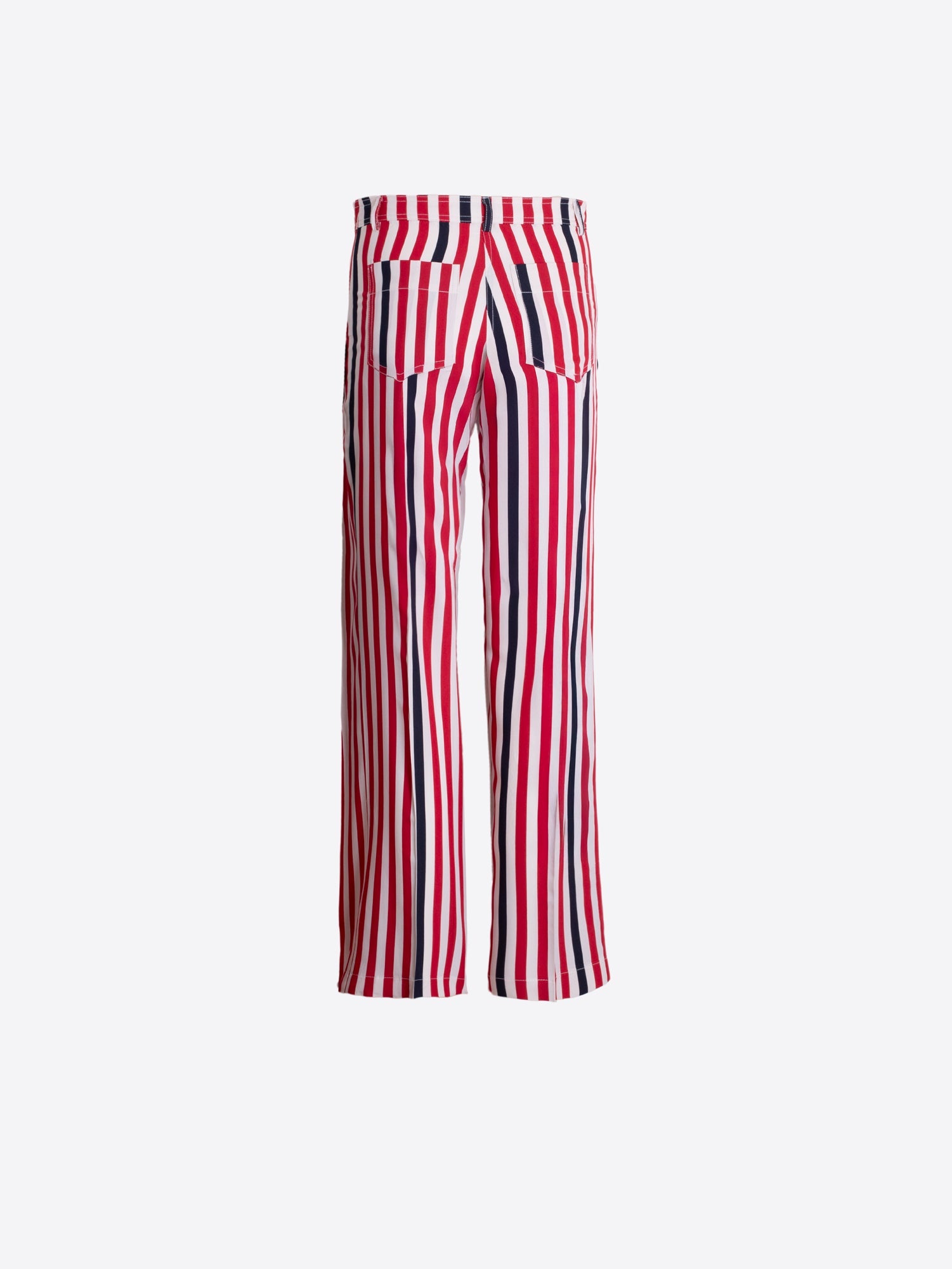Olivia - Pantalón a Rayas Rojo Marino con Bolsillos