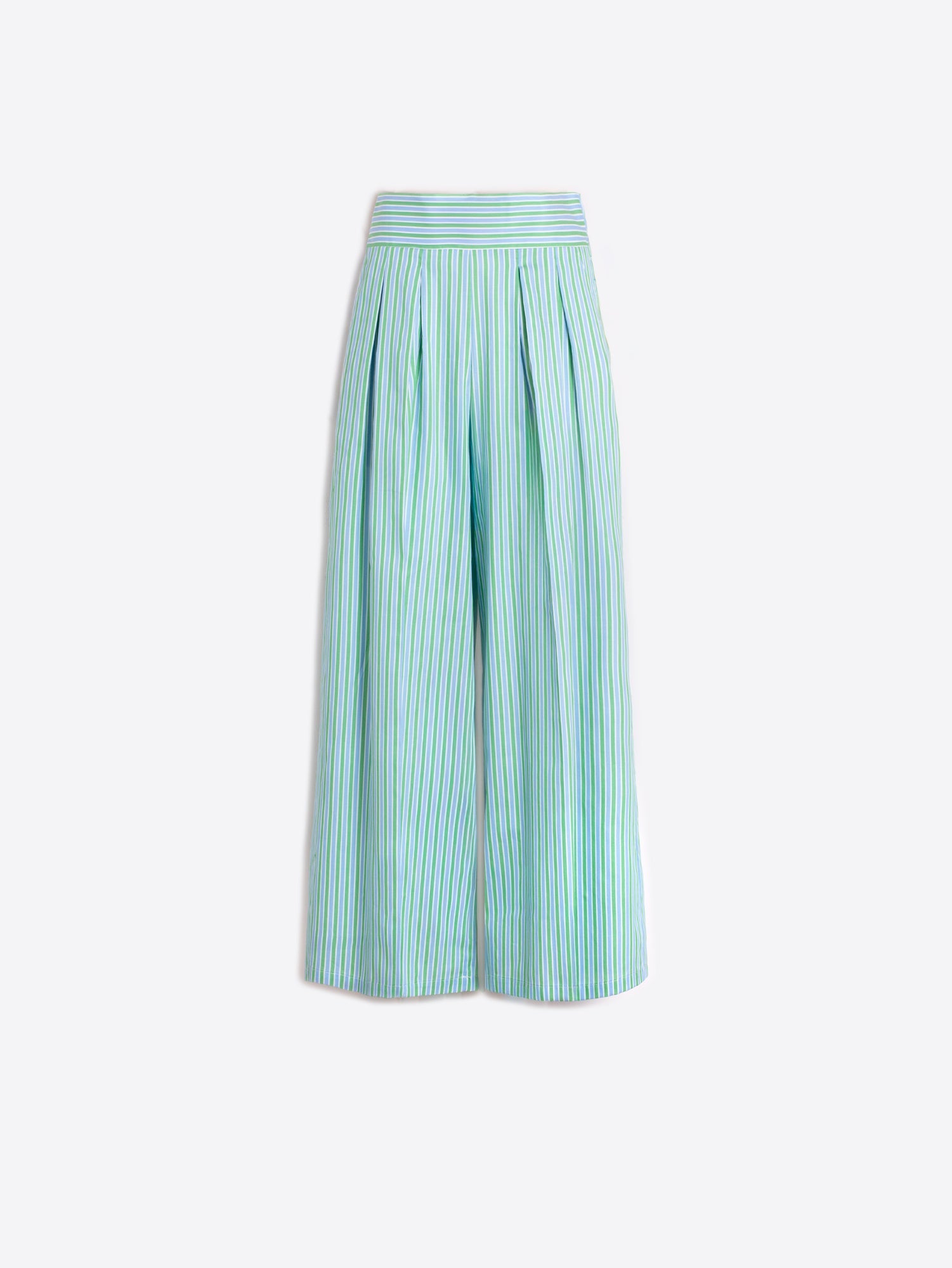 PANTALÓN PINZAS RAYAS VERDES Y AZULES