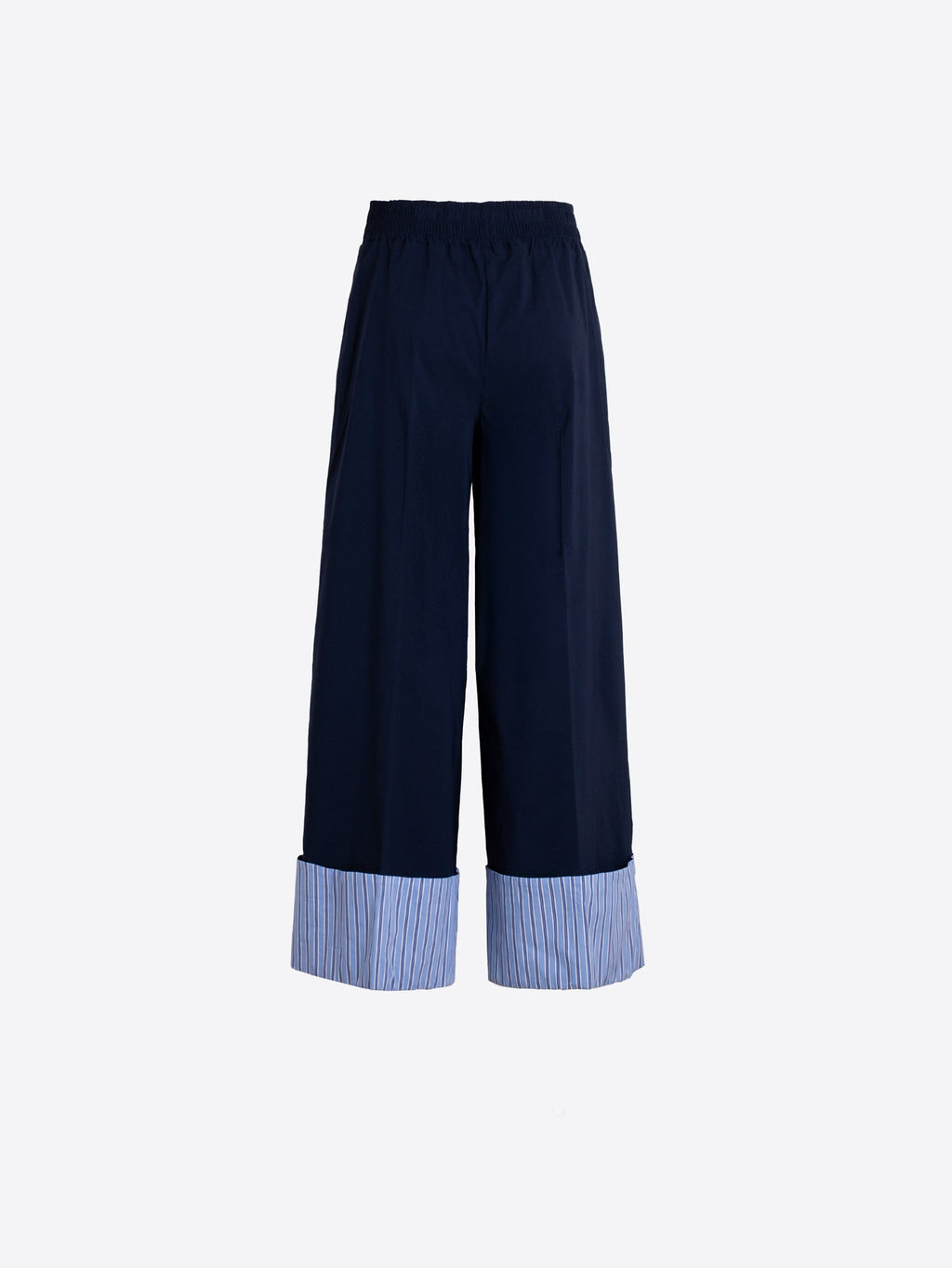 Esther - Pantalón Marino con Vuelta de Rayas Azules