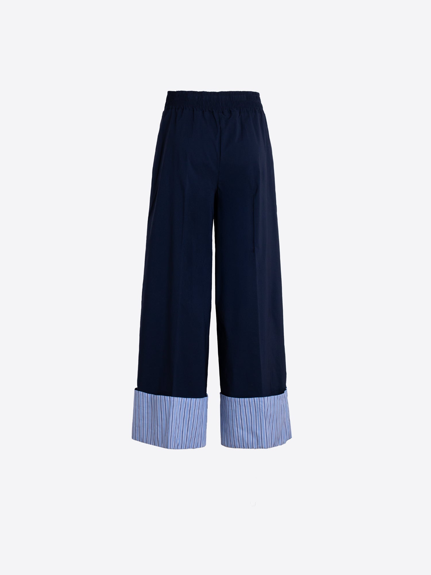 Esther - Pantalón Marino con Vuelta de Rayas Azules