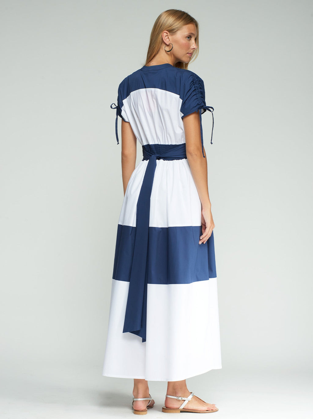 VESTIDO FRANJAS BLANCO Y MARINO