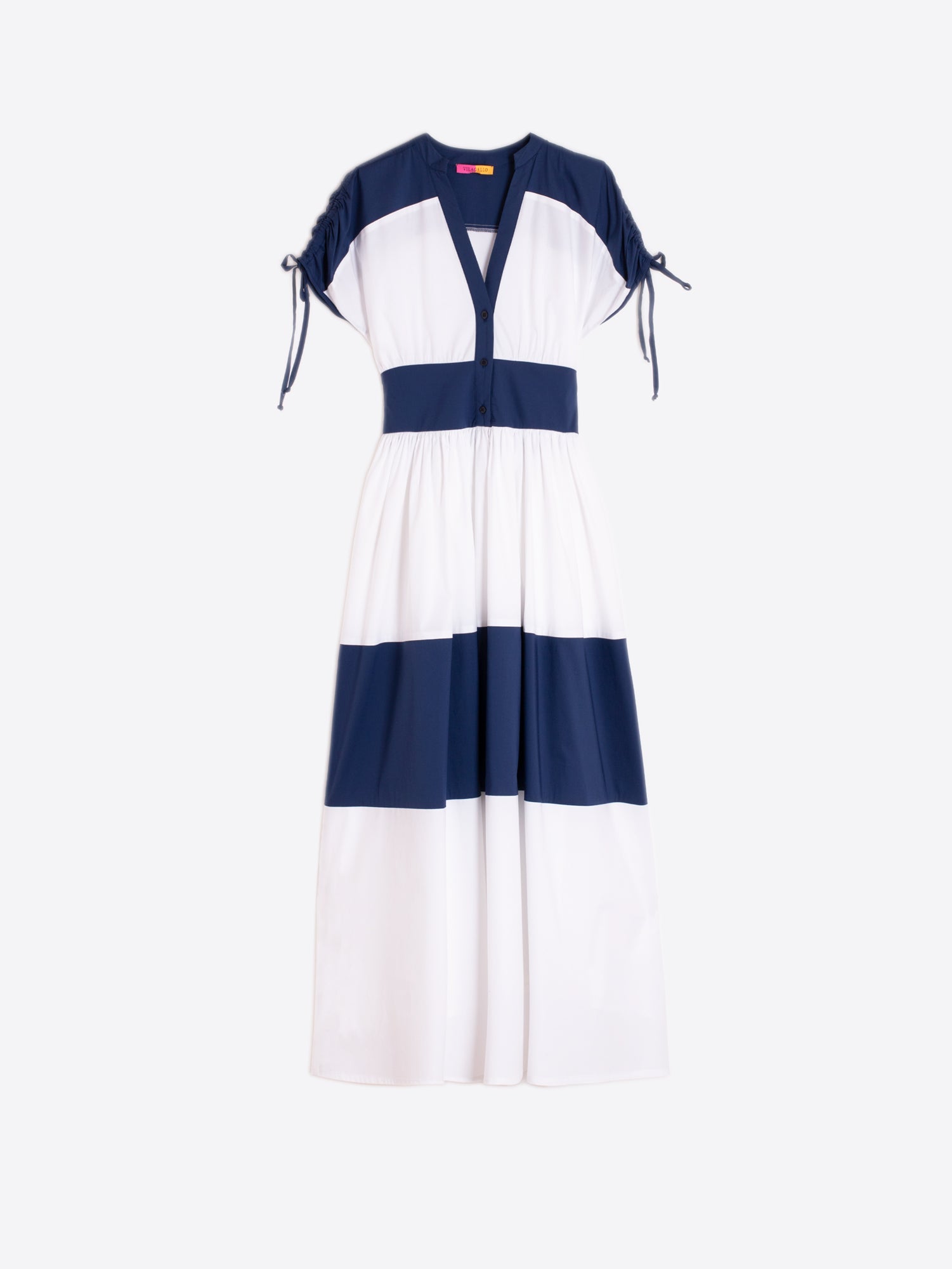 VESTIDO FRANJAS BLANCO Y MARINO