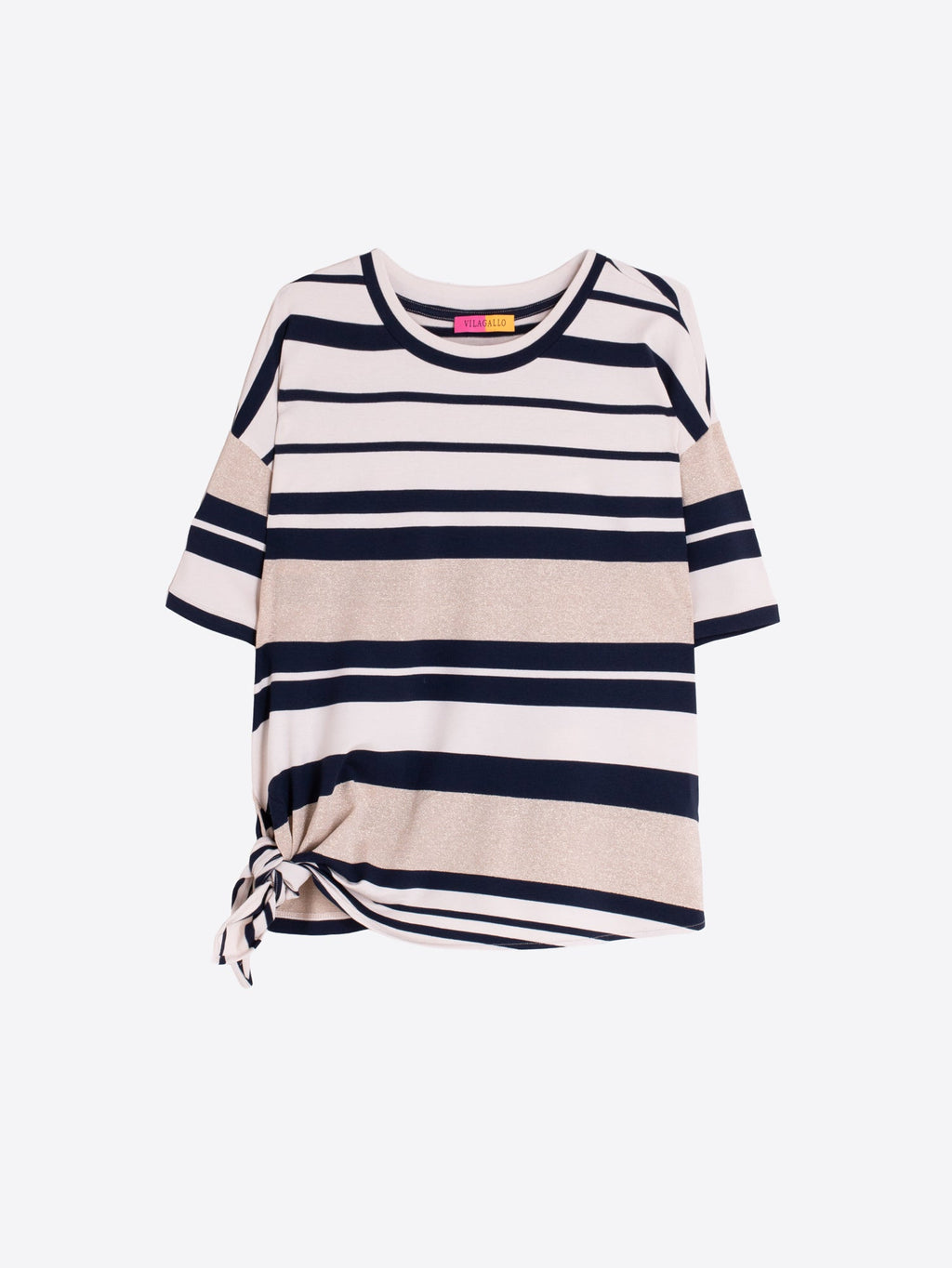 Rocío - Camiseta de Rayas Marino y Crudo
