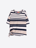 Rocío - Camiseta de Rayas Marino y Crudo