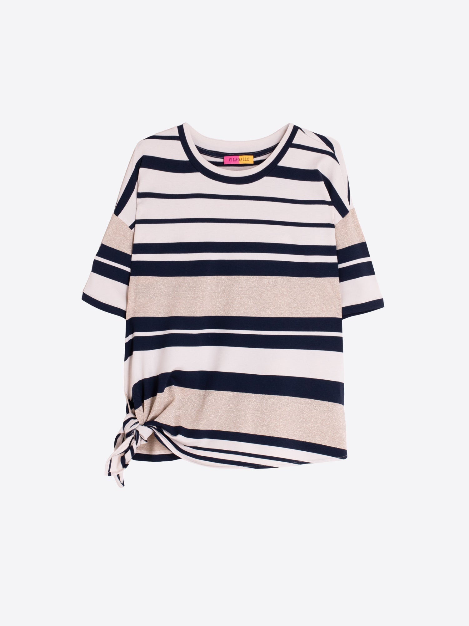 Rocío - Camiseta de Rayas Marino y Crudo