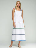 Isabel - Vestido blanco de tirantes con franjas de colores