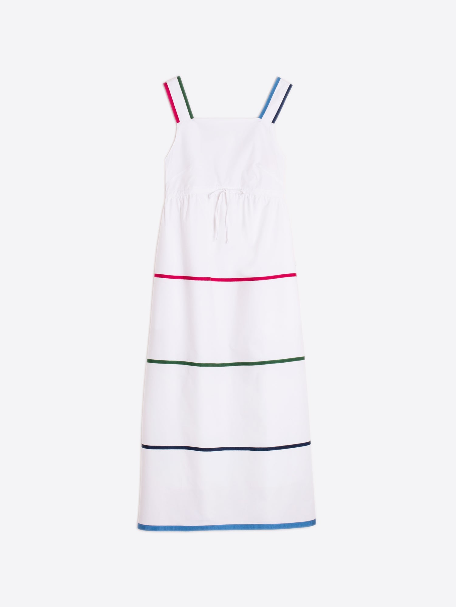 Isabel - Vestido blanco de tirantes con franjas de colores