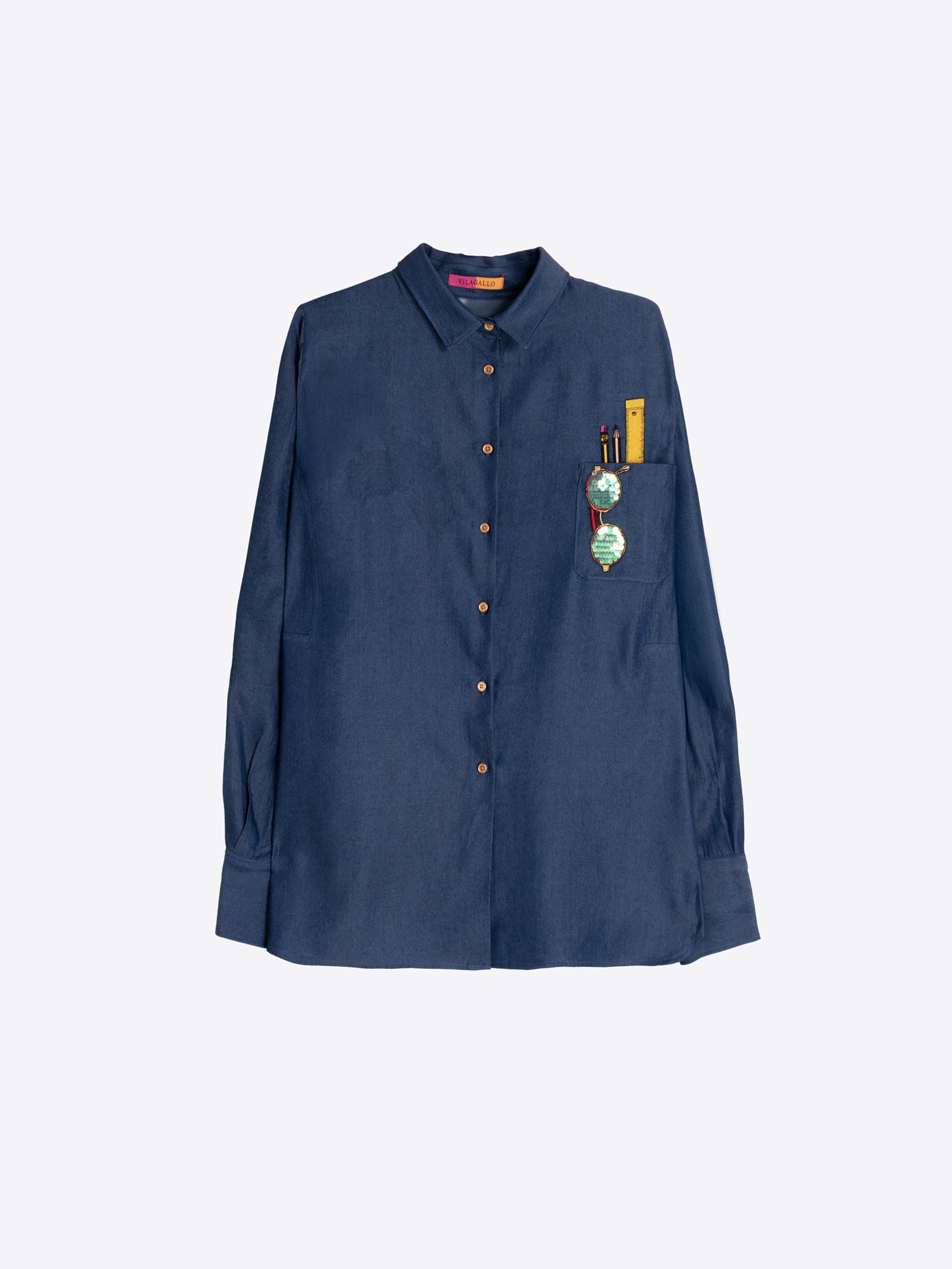 CAMISA DENIM BOLSILLO BORDADO