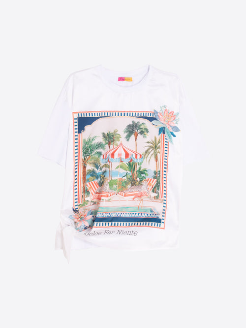 DOLCE FAR NIENTE PRINT T-SHIRT WITH SIDE TIE