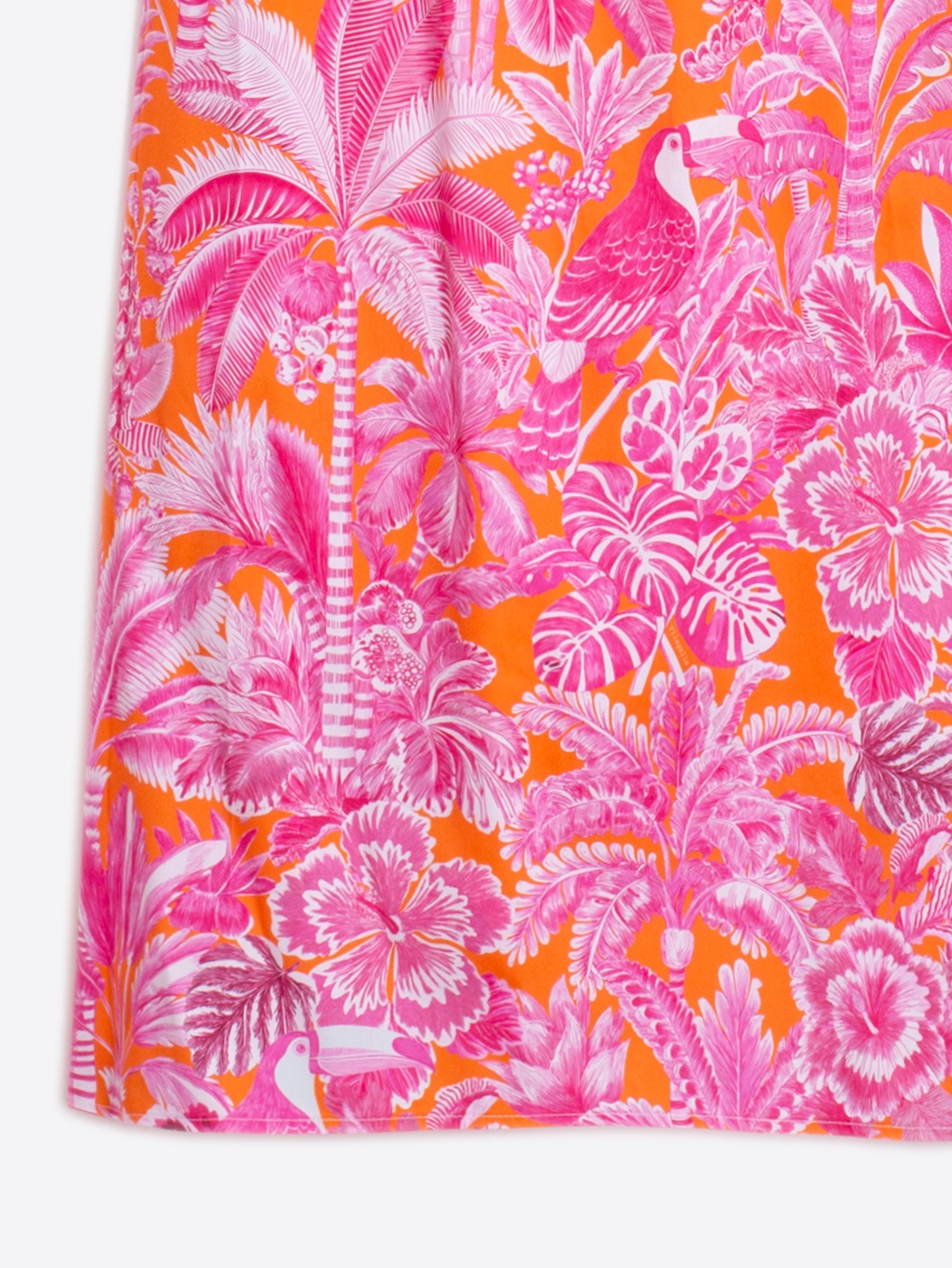 VESTIDO LARGO TROPICAL NARANJA Y ROSA