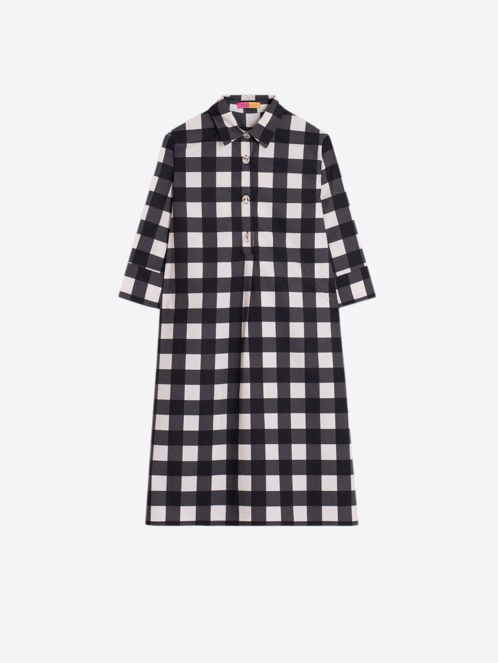 Edurne - Vestido corto con estampado vichy blanco y negro