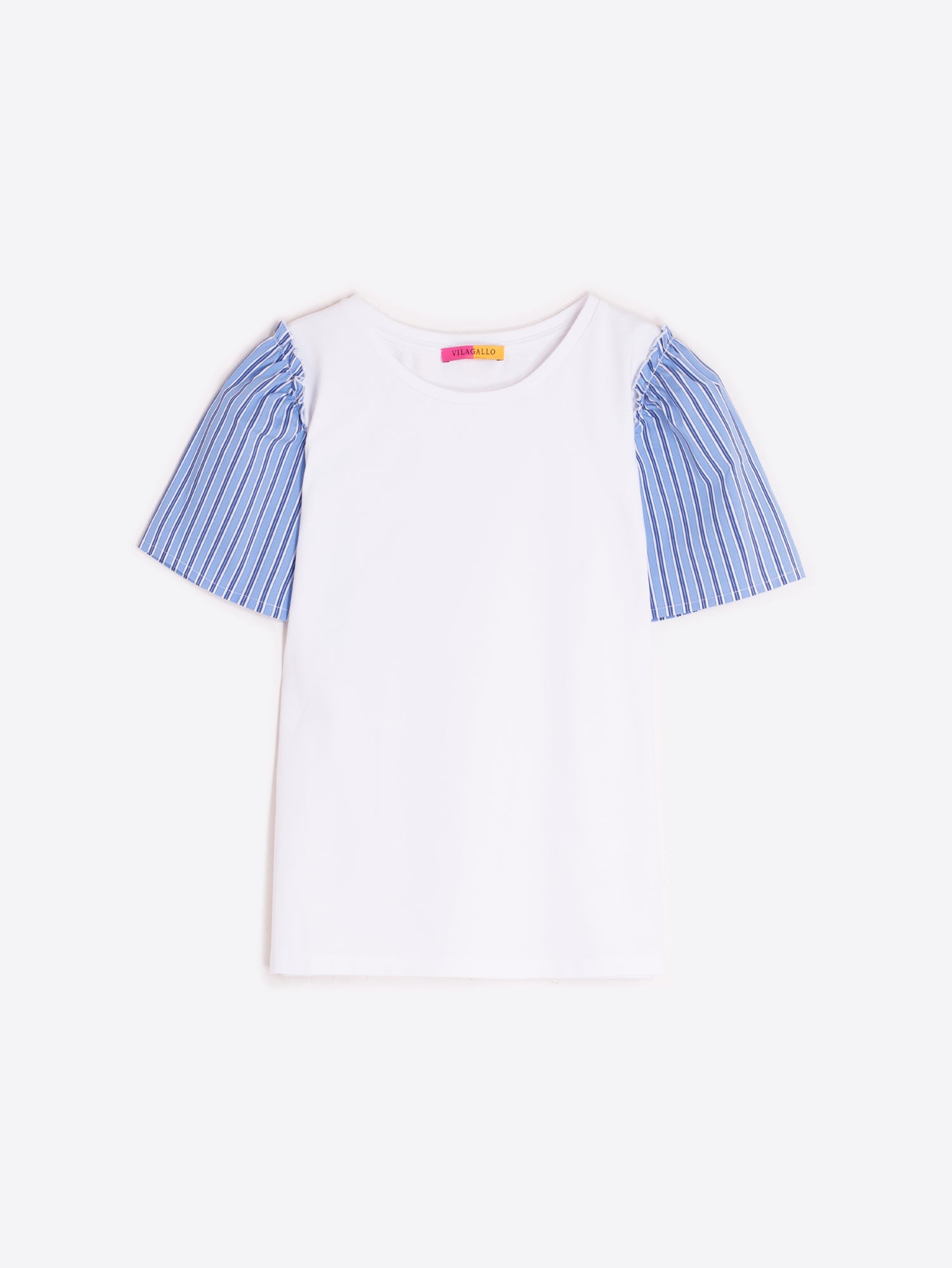 Teresa - Camiseta blanca manga corta con rayas