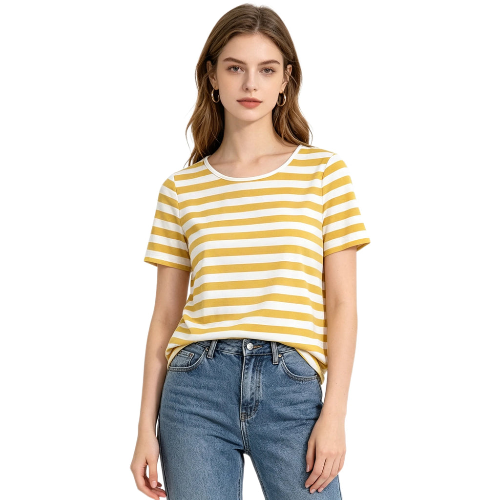 Camiseta Básica con Rayas Amarillas