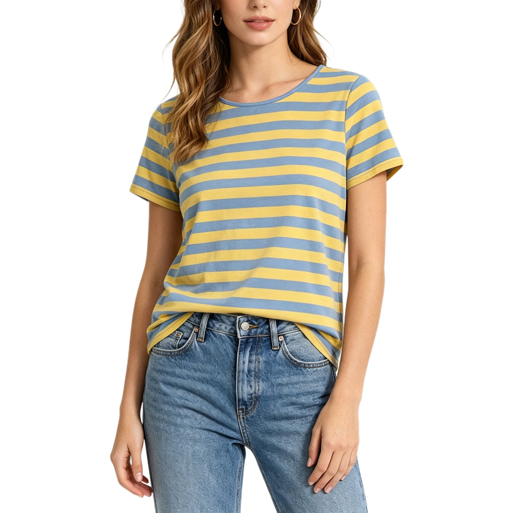 Camiseta Básica con Rayas Amarillas