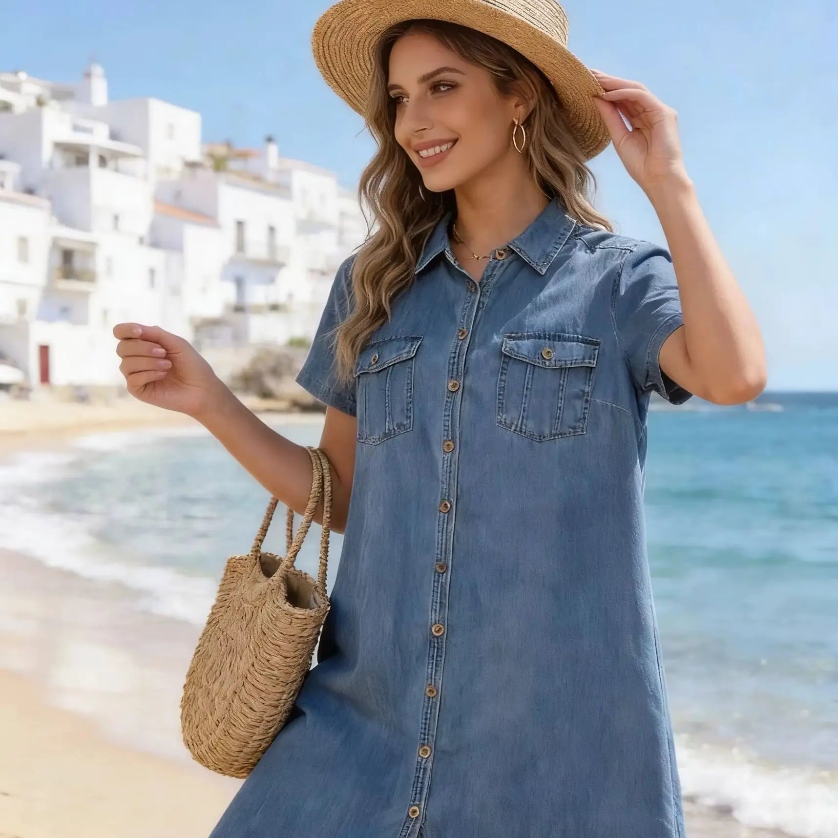 Vestido vaquero de manga corta