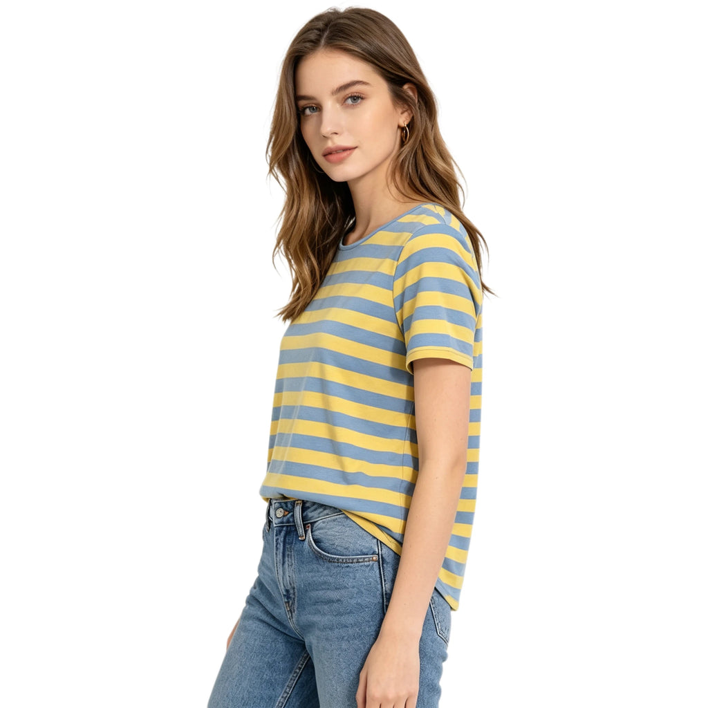 Camiseta Básica con Rayas Amarillas