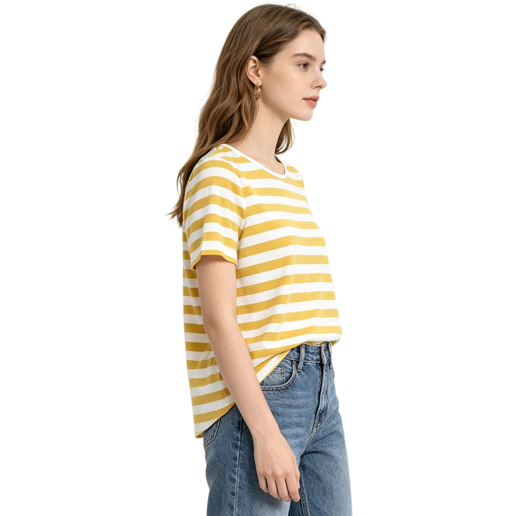 Camiseta Básica con Rayas Amarillas