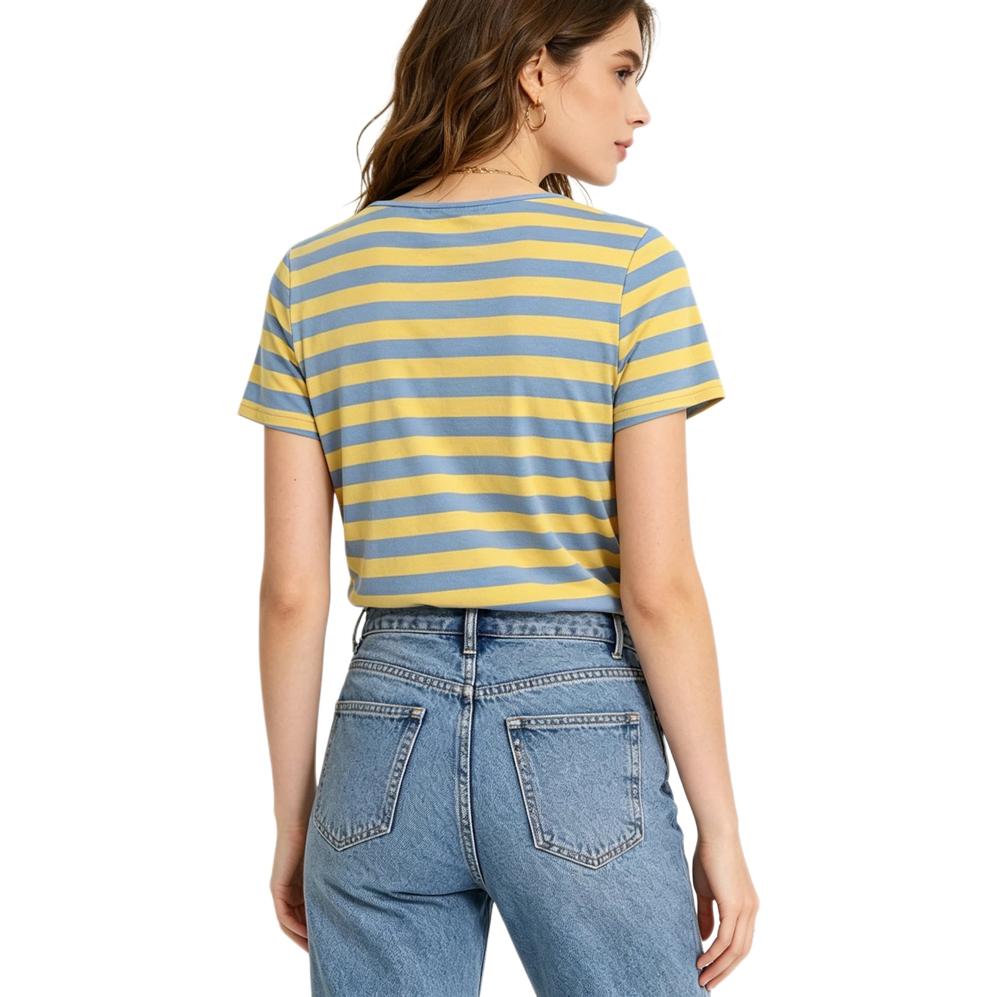 Camiseta Básica con Rayas Amarillas