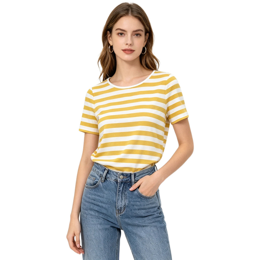 Camiseta Básica con Rayas Amarillas