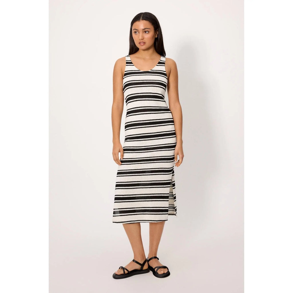 Vestido Midi de Rayas Tricolor