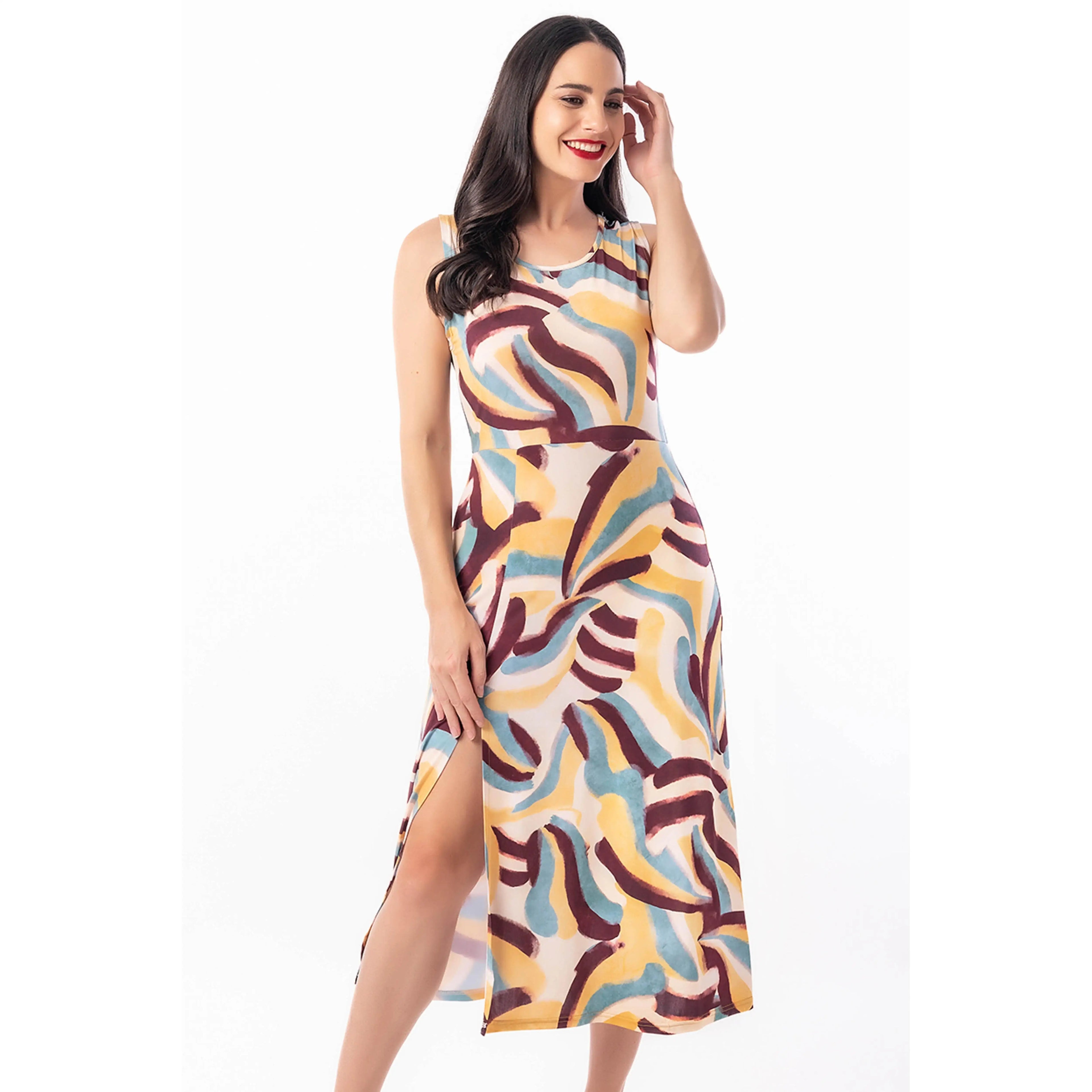 Vestido midi para mujer con diseño de estampado elegante