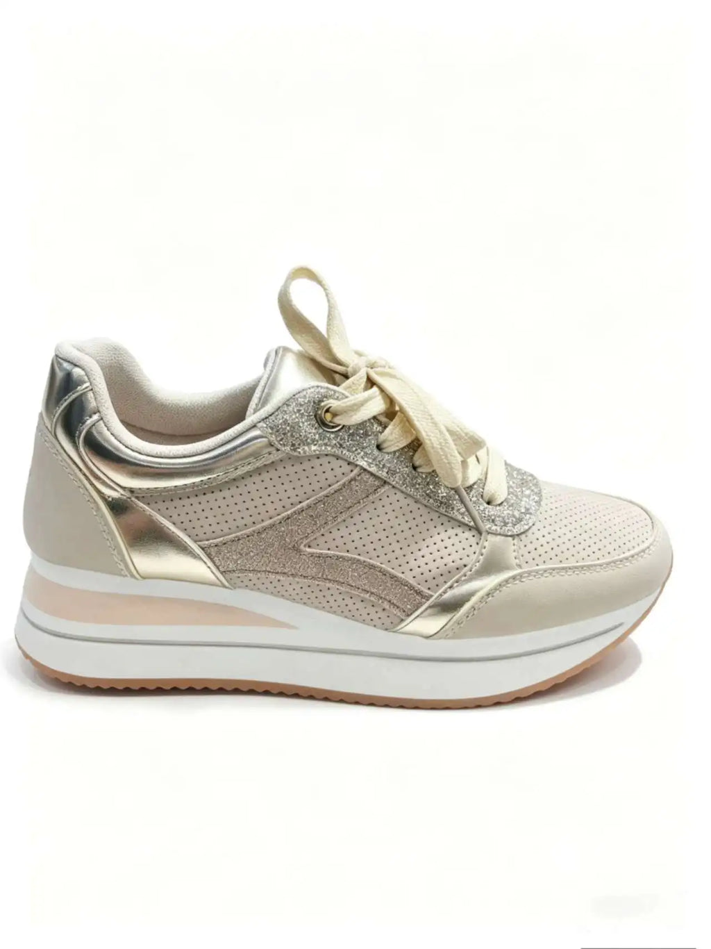 Zapatillas de plataforma nude con detalles brillantes