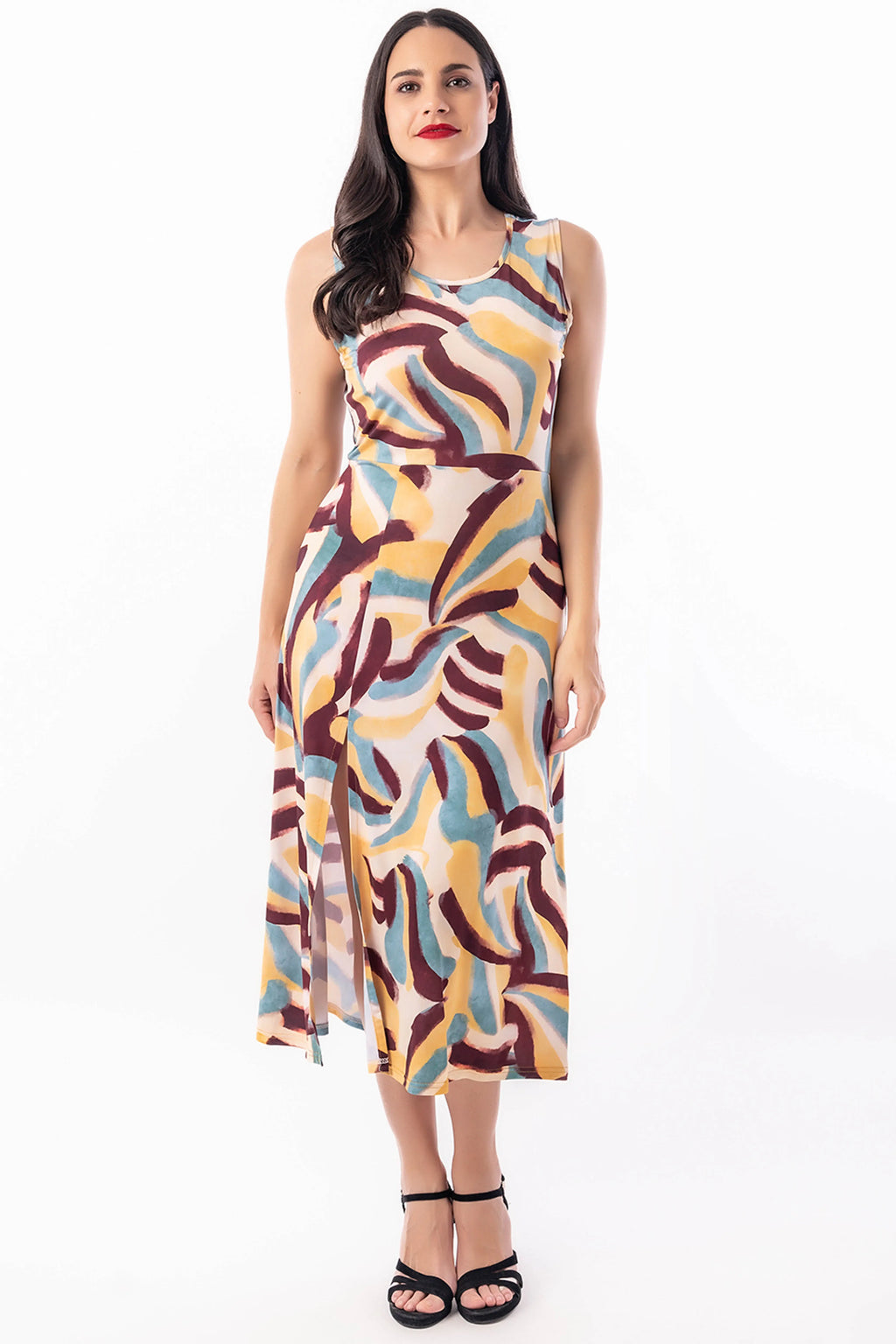 Vestido midi para mujer con diseño de estampado elegante