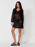 Vestido de playa negro de crochet calado