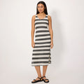 Vestido Midi de Rayas Tricolor