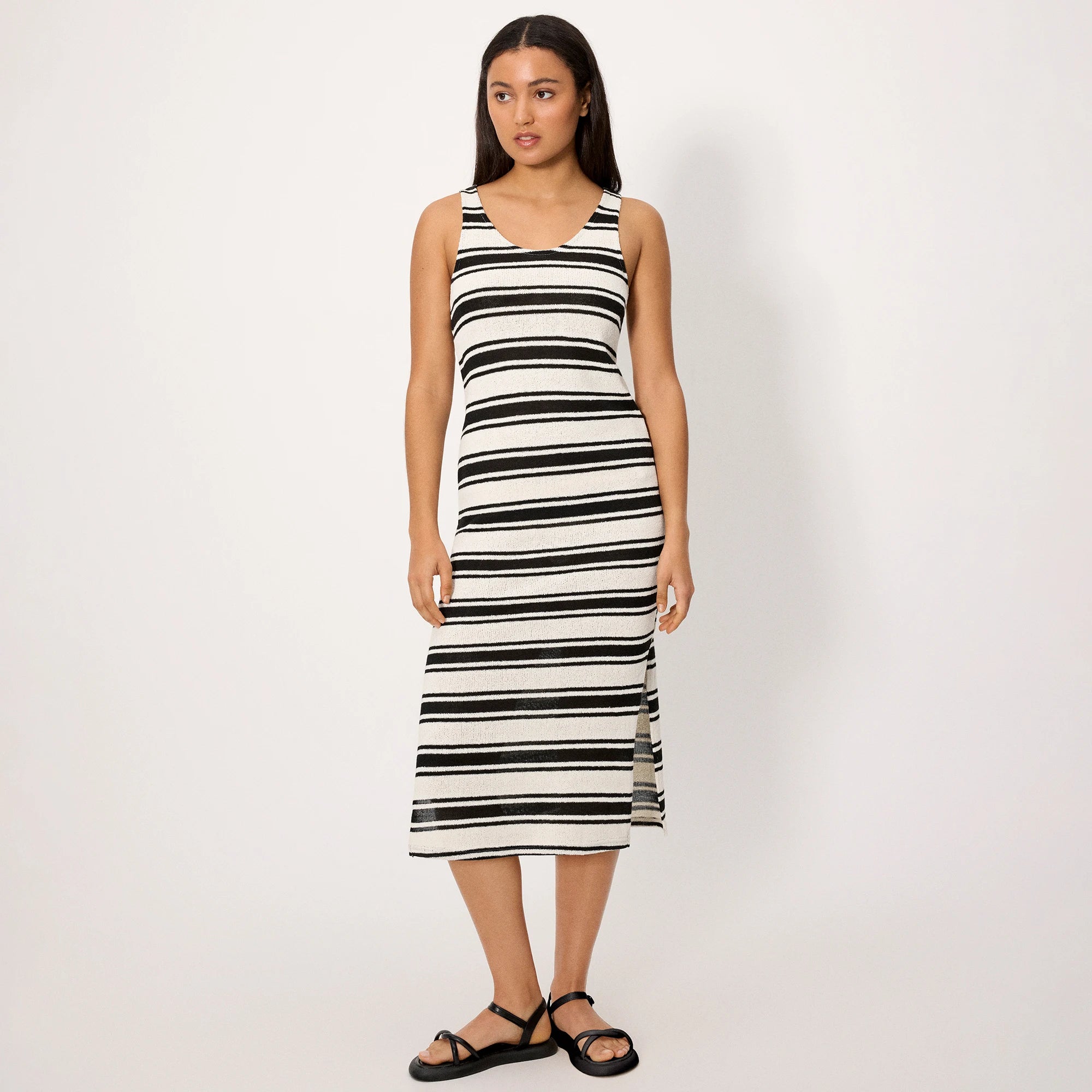 Vestido Midi de Rayas Tricolor