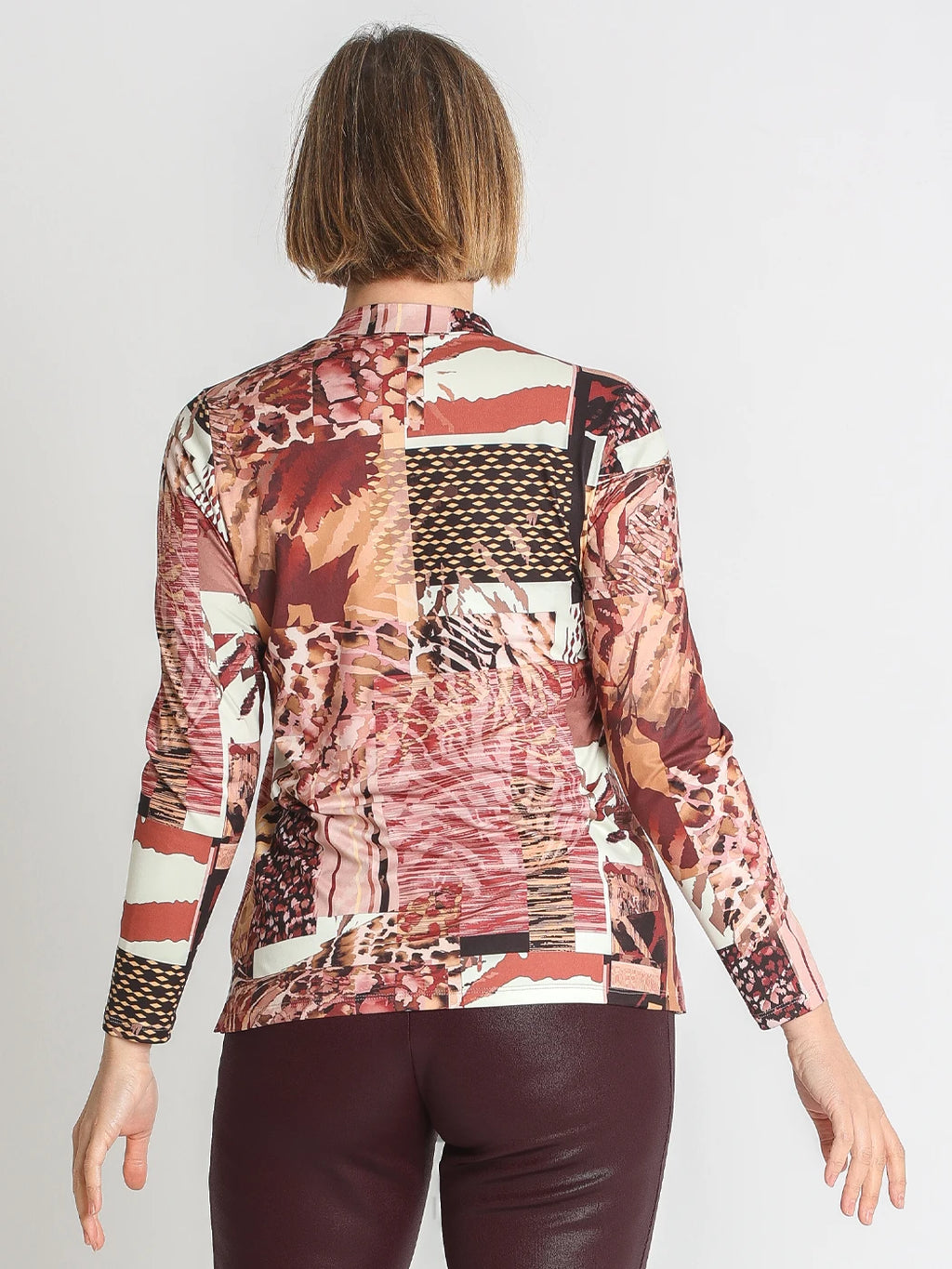 Camisade Punto Estampado con Cuello Mao