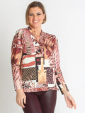 Camisade Punto Estampado con Cuello Mao
