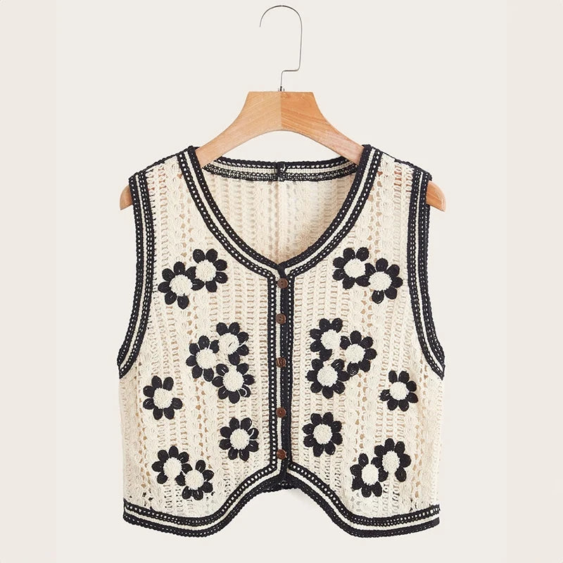 Chaleco de Crochet Floral